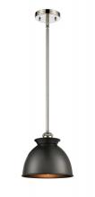 Innovations Lighting 516-1S-PN-M14-BK-LED - Adirondack - 1 Light - 8 inch - Polished Nickel - Mini Pendant