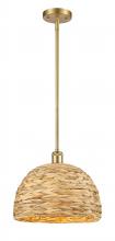  516-1S-SG-RBD-12-NAT - Woven Rattan - 1 Light - 12 inch - Satin Gold - Mini Pendant