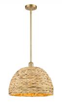  516-1S-SG-RBD-16-NAT - Woven Rattan - 1 Light - 16 inch - Satin Gold - Mini Pendant