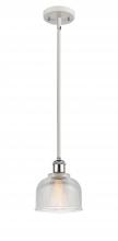  516-1S-WPC-G412 - Dayton - 1 Light - 6 inch - White Polished Chrome - Mini Pendant