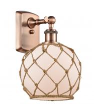  516-1W-AC-G121-8RB - Farmhouse Rope - 1 Light - 8 inch - Antique Copper - Sconce