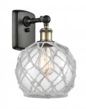  516-1W-BAB-G122-8RW - Farmhouse Rope - 1 Light - 8 inch - Black Antique Brass - Sconce