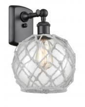  516-1W-BK-G122-8RW - Farmhouse Rope - 1 Light - 8 inch - Matte Black - Sconce