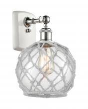  516-1W-WPC-G122-8RW - Farmhouse Rope - 1 Light - 8 inch - White Polished Chrome - Sconce