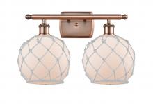  516-2W-AC-G121-8RW - Farmhouse Rope - 2 Light - 18 inch - Antique Copper - Bath Vanity Light