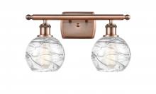  516-2W-AC-G1213-6-LED - Athens Deco Swirl - 2 Light - 16 inch - Antique Copper - Bath Vanity Light