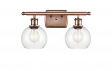  516-2W-AC-G122-6 - Athens - 2 Light - 16 inch - Antique Copper - Bath Vanity Light