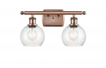  516-2W-AC-G124-6 - Athens - 2 Light - 16 inch - Antique Copper - Bath Vanity Light