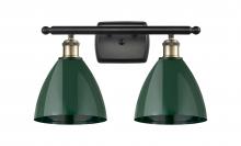  516-2W-BAB-MBD-75-GR - Plymouth - 2 Light - 18 inch - Black Antique Brass - Bath Vanity Light