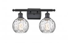  516-2W-BK-G1215-6 - Athens Water Glass - 2 Light - 16 inch - Matte Black - Bath Vanity Light