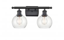  516-2W-BK-G124-6 - Athens - 2 Light - 16 inch - Matte Black - Bath Vanity Light