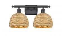  516-2W-BK-RBD-8-NAT - Woven Rattan - 2 Light - 18 inch - Matte Black - Bath Vanity Light