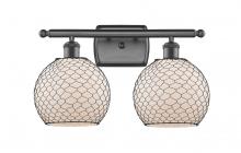  516-2W-OB-G121-8CBK - Farmhouse Chicken Wire - 2 Light - 18 inch - Oil Rubbed Bronze - Bath Vanity Light