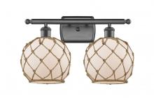  516-2W-OB-G121-8RB - Farmhouse Rope - 2 Light - 18 inch - Oil Rubbed Bronze - Bath Vanity Light