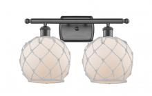  516-2W-OB-G121-8RW - Farmhouse Rope - 2 Light - 18 inch - Oil Rubbed Bronze - Bath Vanity Light