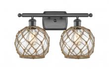  516-2W-OB-G122-8RB - Farmhouse Rope - 2 Light - 18 inch - Oil Rubbed Bronze - Bath Vanity Light