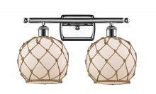  516-2W-PC-G121-8RB - Farmhouse Rope - 2 Light - 18 inch - Polished Chrome - Bath Vanity Light