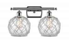  516-2W-PC-G122-8RW - Farmhouse Rope - 2 Light - 18 inch - Polished Chrome - Bath Vanity Light