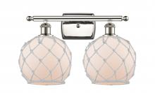  516-2W-PN-G121-8RW - Farmhouse Rope - 2 Light - 18 inch - Polished Nickel - Bath Vanity Light