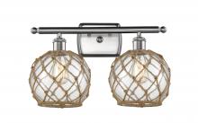  516-2W-SN-G122-8RB - Farmhouse Rope - 2 Light - 18 inch - Brushed Satin Nickel - Bath Vanity Light