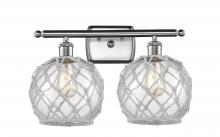  516-2W-SN-G122-8RW - Farmhouse Rope - 2 Light - 18 inch - Brushed Satin Nickel - Bath Vanity Light