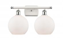  516-2W-WPC-G121-LED - Athens - 2 Light - 18 inch - White Polished Chrome - Bath Vanity Light