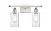  516-2W-WPC-G802 - Clymer - 2 Light - 14 inch - White Polished Chrome - Bath Vanity Light