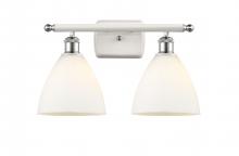  516-2W-WPC-GBD-751 - Bristol - 2 Light - 18 inch - White Polished Chrome - Bath Vanity Light