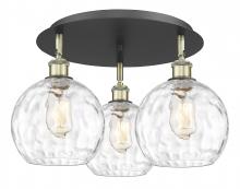  516-3C-BAB-G1215-8 - Athens Water Glass - 3 Light - 20 inch - Black Antique Brass - Flush Mount