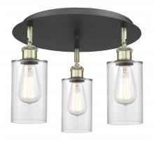  516-3C-BAB-G802 - Clymer - 3 Light - 16 inch - Black Antique Brass - Flush Mount