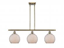  516-3I-AB-G121-8CBK - Farmhouse Chicken Wire - 3 Light - 36 inch - Antique Brass - Cord hung - Island Light