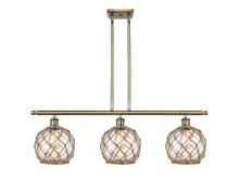  516-3I-AB-G122-8RB - Farmhouse Rope - 3 Light - 36 inch - Antique Brass - Cord hung - Island Light