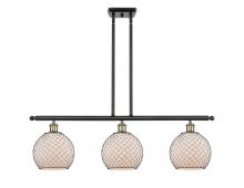  516-3I-BAB-G121-8CBK - Farmhouse Chicken Wire - 3 Light - 36 inch - Black Antique Brass - Cord hung - Island Light