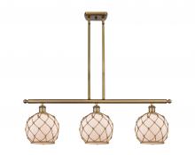  516-3I-BB-G121-8RB - Farmhouse Rope - 3 Light - 36 inch - Brushed Brass - Cord hung - Island Light