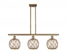  516-3I-BB-G122-8RB - Farmhouse Rope - 3 Light - 36 inch - Brushed Brass - Cord hung - Island Light