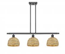  516-3I-BK-RBD-8-NAT - Woven Rattan - 3 Light - 36 inch - Matte Black - Multi Pendant