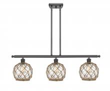  516-3I-OB-G122-8RB - Farmhouse Rope - 3 Light - 36 inch - Oil Rubbed Bronze - Cord hung - Island Light