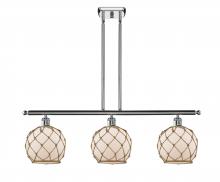  516-3I-PC-G121-8RB - Farmhouse Rope - 3 Light - 36 inch - Polished Chrome - Cord hung - Island Light