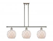  516-3I-PN-G121-8RW - Farmhouse Rope - 3 Light - 36 inch - Polished Nickel - Cord hung - Island Light