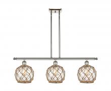  516-3I-PN-G122-8RB - Farmhouse Rope - 3 Light - 36 inch - Polished Nickel - Cord hung - Island Light