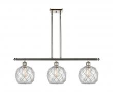  516-3I-PN-G122-8RW - Farmhouse Rope - 3 Light - 36 inch - Polished Nickel - Cord hung - Island Light