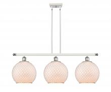  516-3I-WPC-G121-10CSN - Farmhouse Chicken Wire - 3 Light - 37 inch - White Polished Chrome - Cord hung - Island Light