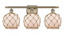  516-3W-AB-G121-8RB - Farmhouse Rope - 3 Light - 28 inch - Antique Brass - Bath Vanity Light