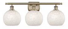  516-3W-AB-G1216-8WM - White Mouchette - 3 Light - 28 inch - Antique Brass - Bath Vanity Light