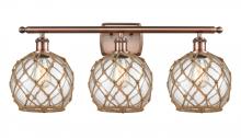  516-3W-AC-G122-8RB - Farmhouse Rope - 3 Light - 28 inch - Antique Copper - Bath Vanity Light