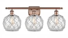  516-3W-AC-G122-8RW - Farmhouse Rope - 3 Light - 28 inch - Antique Copper - Bath Vanity Light