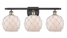  516-3W-BAB-G121-8RW - Farmhouse Rope - 3 Light - 28 inch - Black Antique Brass - Bath Vanity Light