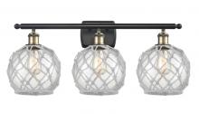  516-3W-BAB-G122-8RW - Farmhouse Rope - 3 Light - 28 inch - Black Antique Brass - Bath Vanity Light