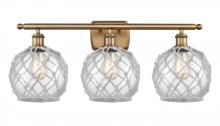  516-3W-BB-G122-8RW - Farmhouse Rope - 3 Light - 28 inch - Brushed Brass - Bath Vanity Light