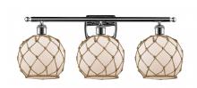  516-3W-PC-G121-8RB - Farmhouse Rope - 3 Light - 28 inch - Polished Chrome - Bath Vanity Light